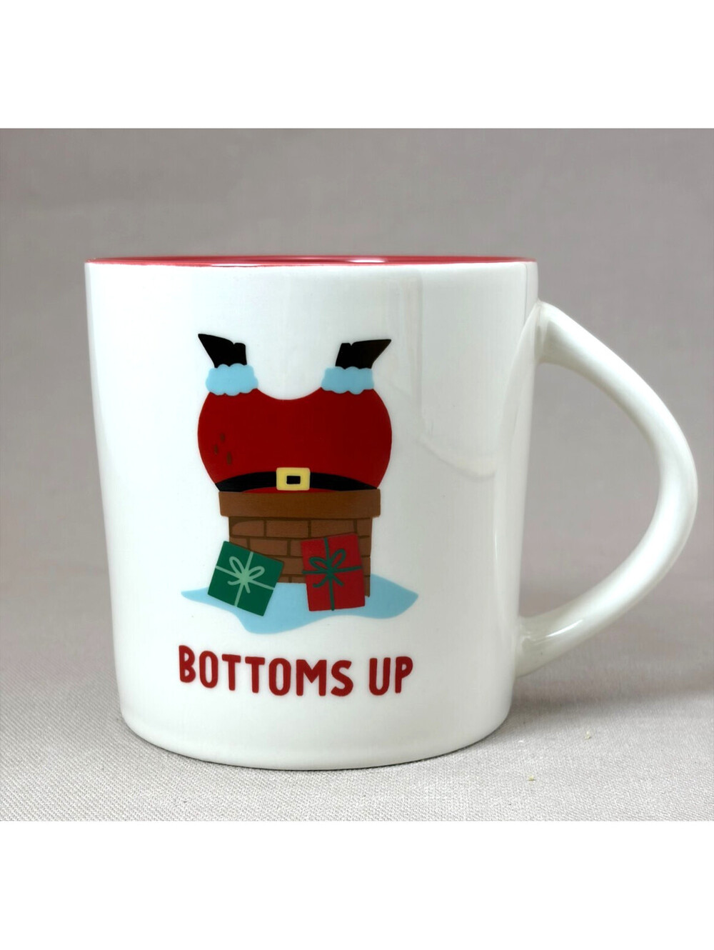 Target Wondershop Bottoms Up Santa Chimney Christmas Coffee Mug Red White 15oz
